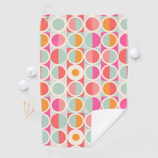 ショッキングピンクのレトロの円パターン ゴルフタオル (インサイチュ)