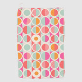 ショッキングピンクのレトロの円パターン ゴルフタオル (正面)