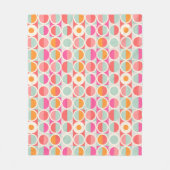 ショッキングピンクのレトロの円パターン フリースブランケット (正面)