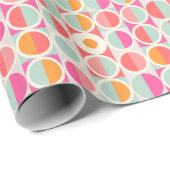 ショッキングピンクのレトロの円パターン ラッピングペーパー (ロールコーナー)