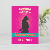 ショッキングピンクのロックスターのバルミツワーの招待状 招待状 (スタンド正面)