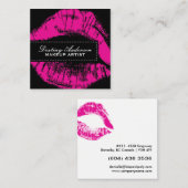 ショッキングピンクの化粧の名刺 スクエア名刺 (正面/裏面)