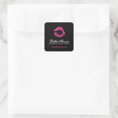 ショッキングピンクの口紅の化粧品のステッカー スクエアシール (バッグ)