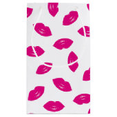ショッキングピンクの唇パターンシックな口紅のプリント スモールペーパーバッグ (裏面)