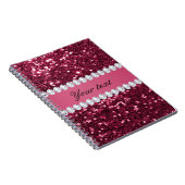 ショッキングピンクの大きくフェイクなグリッターおよびダイヤモンド ノートブック (右側)
