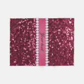 ショッキングピンクの大きくフェイクなグリッターおよびダイヤモンド フリースブランケット (正面(横))