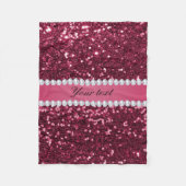 ショッキングピンクの大きくフェイクなグリッターおよびダイヤモンド フリースブランケット (正面)