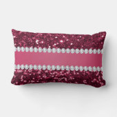 ショッキングピンクの大きくフェイクなグリッターおよびダイヤモンド ランバークッション (裏面)