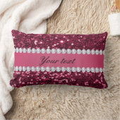 ショッキングピンクの大きくフェイクなグリッターおよびダイヤモンド ランバークッション (ブランケット)