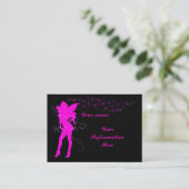 ショッキングピンクの妖精ビジネス、プロフィールカードテンプレート 名刺 (スタンド正面)