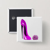 ショッキングピンクの小剣の靴は上がり、 缶バッジ (正面&裏面)