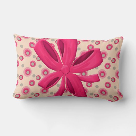 ショッキングピンクの弓が付いている砂糖漬けの水玉模様 ランバークッション (裏面)