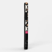 ショッキングピンクの弓ハート形のフェイクできらきら光るなヒョウ Case-Mate iPhoneケース (裏面/右)