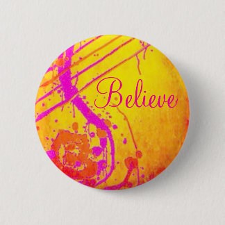 ショッキングピンクの抽象芸術は、バッジを信じます 缶バッジ