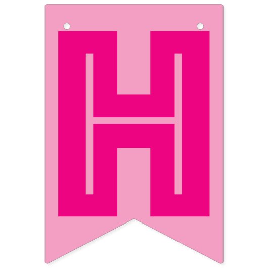 ショッキングピンクの文字及び柔らかいピンク色の☆のハッピーバースデーの☆ バンティングフラッグ (第2の旗)