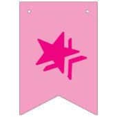 ショッキングピンクの文字及び柔らかいピンク色の☆のハッピーバースデーの☆ バンティングフラッグ (第1の旗)