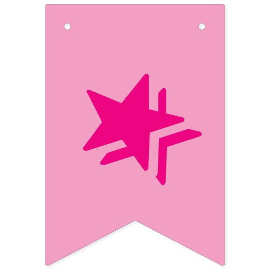 ショッキングピンクの文字及び柔らかいピンク色の☆のハッピーバースデーの☆ バンティングフラッグ (第1の旗)