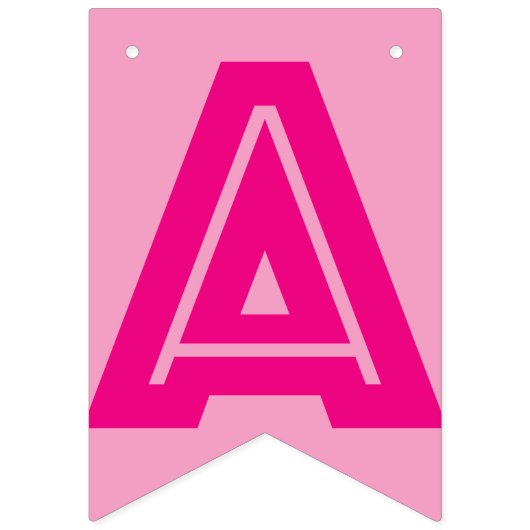 ショッキングピンクの文字及び柔らかいピンク色の☆のハッピーバースデーの☆ バンティングフラッグ (第3の旗)