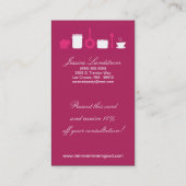 ショッキングピンクの料理用の食糧ケイタリングビジネスカード 名刺 (裏面)