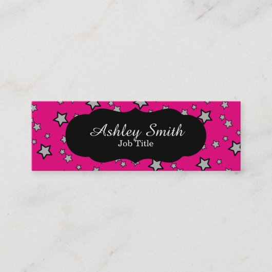ショッキングピンクの星のカスタマイズ可能な名刺 スキニー名刺 (正面)
