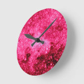 ショッキングピンクの星 ラウンド壁時計 (傾斜)