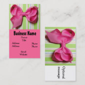 ショッキングピンクの毛の弓名刺 名刺 (正面/裏面)