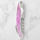 ショッキングピンクの水彩画のグリッターのアートで抽象的な魅力 ソムリエナイフ (裏面)