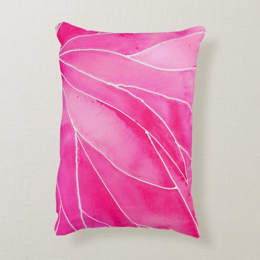 ショッキングピンクの水彩画の壊れ目 アクセントクッション (裏面(縦))