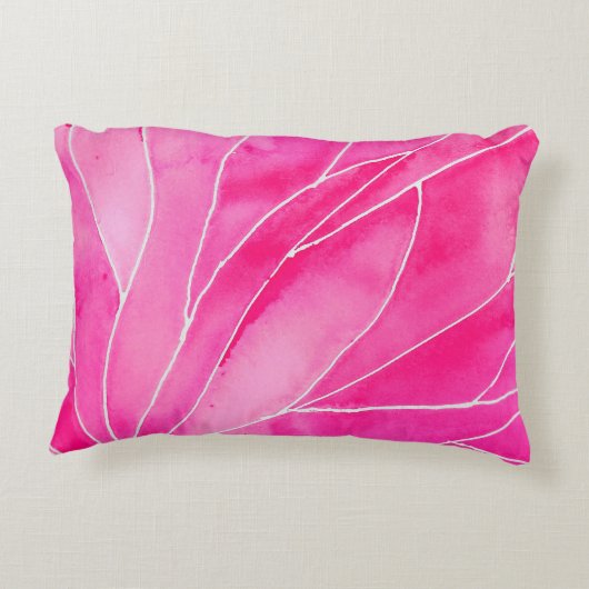 ショッキングピンクの水彩画の壊れ目 アクセントクッション (裏面)