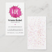 ショッキングピンクの水彩画-モノグラムの名刺 名刺 (正面/裏面)