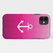 ショッキングピンクの波状のいかり航海のなパターンデザイン Case-Mate iPhoneケース (裏面(横))