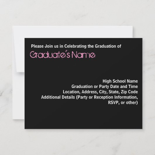 ショッキングピンクの渦巻の卒業のパーティの招待状 招待状 (裏面)