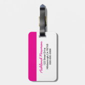 ショッキングピンクの点及びビーチサンダルの荷物のラベル ラゲッジタグ (裏面縦)