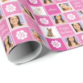 ショッキングピンクの第21誕生日の法定年齢の写真テンプレート ラッピングペーパー (ロールコーナー)