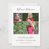 ショッキングピンクの紙吹雪3の写真の卒業の発表 案内状 (正面)