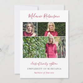 ショッキングピンクの紙吹雪3の写真の卒業の発表 案内状