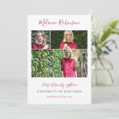 ショッキングピンクの紙吹雪3の写真の卒業の発表 案内状 (スタンド正面)