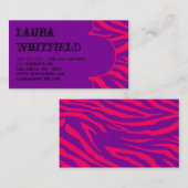 ショッキングピンクの紫色のシマウマのプリントの動物の名刺 名刺 (正面/裏面)