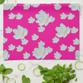 ショッキングピンクの花が咲く キッチンタオル (折り畳み)