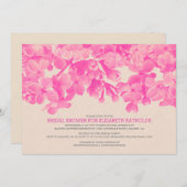 ショッキングピンクの花柄のブライダルシャワー招待状 招待状 (正面/裏面)