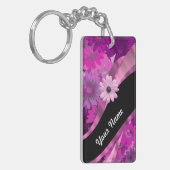 ショッキングピンクの花柄 キーホルダー (正面左)