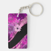 ショッキングピンクの花柄 キーホルダー (裏面)