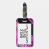 ショッキングピンクの花柄 ラゲッジタグ (裏面縦)