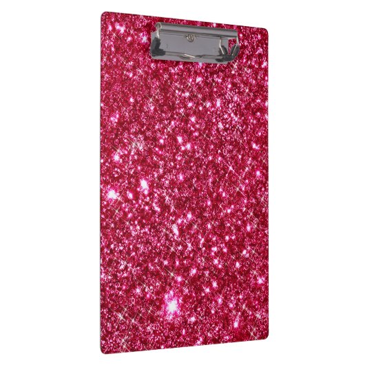 ショッキングピンクの赤紫の小さいスパンコールのグリッターのプリント クリップボード (右)