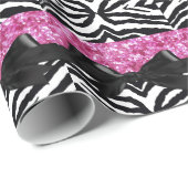 ショッキングピンクの輝きのシマウマの女の子らしい女の子 ラッピングペーパー (ロールコーナー)