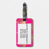 ショッキングピンクの金ゴールドの王冠 ラゲッジタグ (裏面縦)