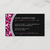 ショッキングピンクの魅力的なヘアーサロンのモノグラムの名刺 名刺 (裏面)