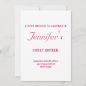 ショッキングピンクの黒のシャンデリアのSweet sixteenの招待状 招待状 (裏面)