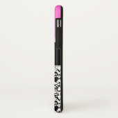 ショッキングピンクの黒のダマスク織のモノグラムの名前 Case-Mate iPhoneケース (裏面/左)