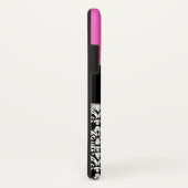 ショッキングピンクの黒のダマスク織のモノグラムの名前 Case-Mate iPhoneケース (裏面/右)